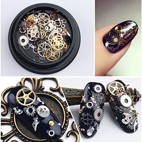 Sugar NAILS - DIY 3D Time Steam Punk Style Gold Metal Studs DIY Decoration Nail Art Wheel DIY