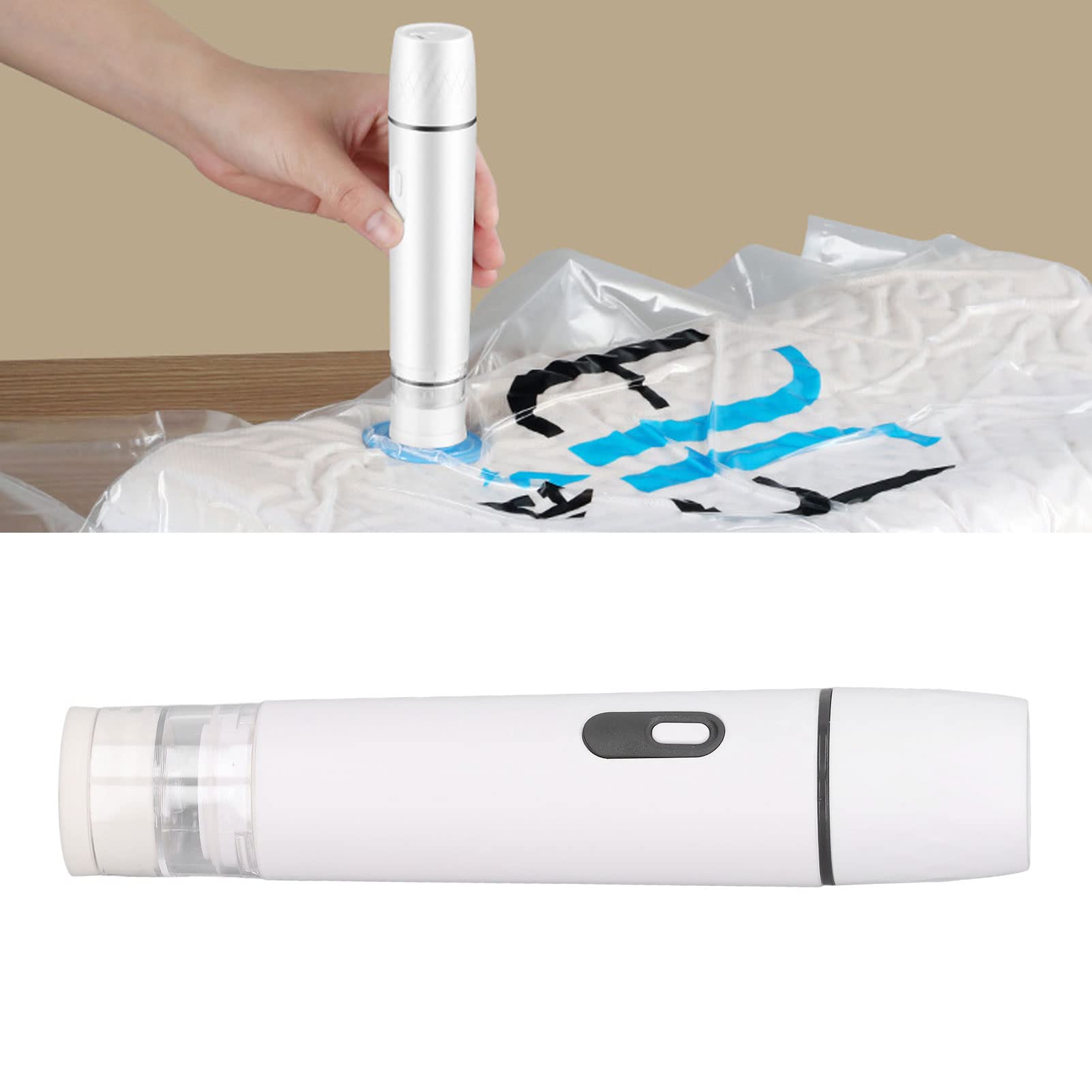 Electric Air Pump Vacuum Seal Pump Handheld Vacuum Food Sealer Automatic Food Vacuum Pump Cordless Sealing Machine Tool for Food Storage (White)