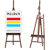 MEEDEN Large Easel Stand for Painting: Beech Wood Painting Easel for Adults | Solid Beech Wood Artist Easel - Studio Easel for Adults with Brush Holder, Holds Canvas up to 48" - Walnut