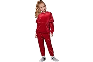 Mirawise Girls 2 Piece Sweatsuit Sweatpants Tracksuit Set Velour Long Sleeve Sweatshirt