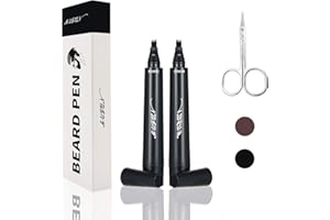MUFUN 2PCS Beard Pencil Filler for Men - Sweat Proof, Water Resistance, Long Lasting & Natural Finish barber Pencil, Mustache Repair Shape(BLACK)