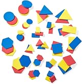 hand2mind Foam Attribute Blocks Student Kit, Geometry Set, Preschool Learning, Manipulatives for Preschool, Montessori Math, Shapes for Toddlers, Home Schooling Materials Pre-K (Set of 60 Blocks)