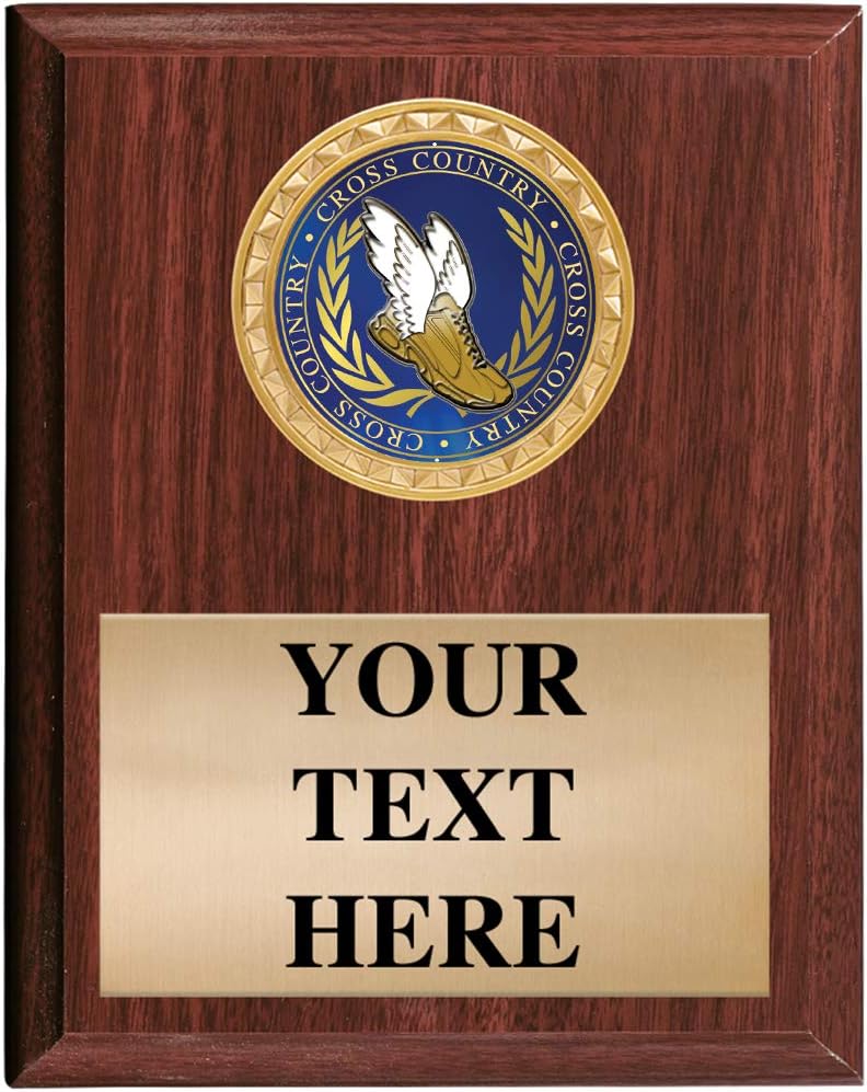 5x7 Walnut Finish Cross Country Plaques Customized