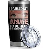 Pininerr Anime Gifts For Anime Lovers - 20oz Anime Tumbler Double Wall Vacuum Insulated Stainless Steel Coffee Cups (Black, Style 2)