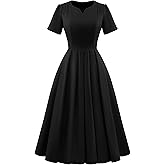Wedtrend 1950s Dresses for Women Midi Retro Dresses 1940s Tea Party Dress with Pockets