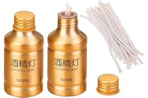 GENERIC Portable Alcohol Burner Lamp Case 100ml Aluminum Alloy Stoves Alcohol Lamp for Outdoor Hiking Picnic Lab Equipment - 2 Packs Golden Alcohol Stove with 10pcs Cotton Wicks
