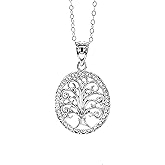 Charm America - Sterling Sliver Tree of Life Pendant Necklace - Solid 925 Sterling Silver- Adjustable Chain Necklace 16”-18” - Silver Tree Pendant for Men & Women