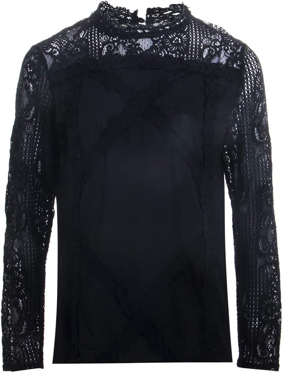 black crochet top long sleeve