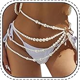 Kesvb Pearl Waist Chain White Belly Chains Fashion Beach Rave Party Body Accessories for Women