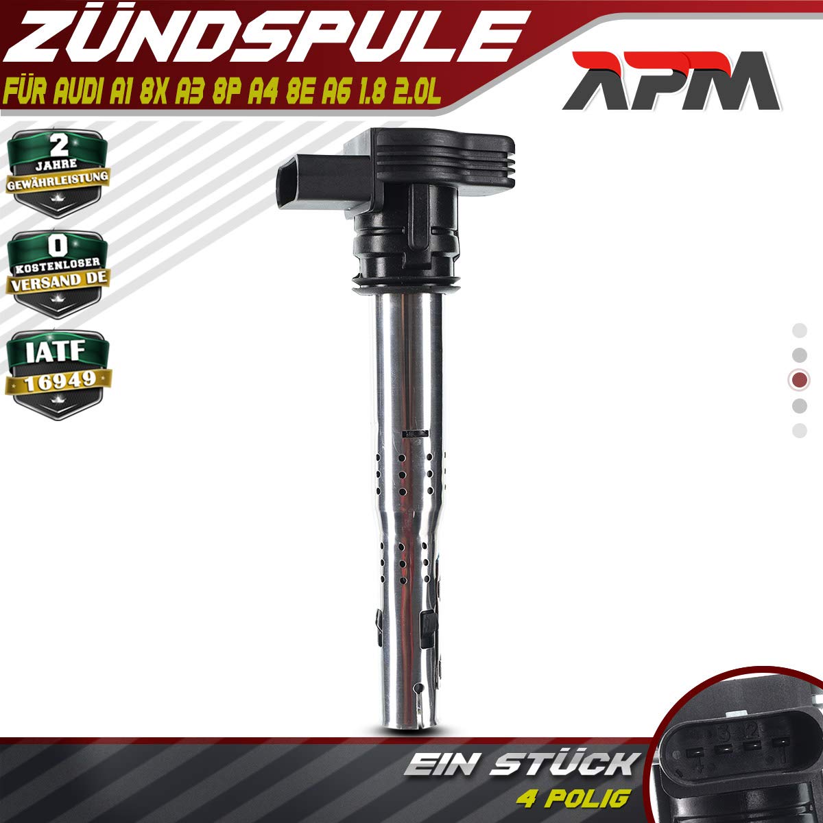 Ignition Coil Compatible with A1 A3 A4 A5 A6 A8 Q3 Q5 R8 TT Octavia Superb Altea Exeo Leon Beetle Golf Plus Golf V VI Jetta III IV Passat Polo Gallardo 2003-2018