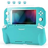 Teyomi Protective Case Compatible with Nintendo Switch Lite, Silicone Protective Cover for Nintendo Switch Lite with Tempered Glass Screen Protector, 4 Pcs Thumb Grips & 2 Game Cartridges(Light Blue)