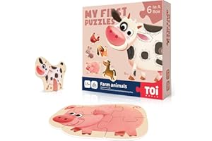 Toi 6 Packs Large Piece Toddler Jigsaw Puzzles for Kids Aged 1.5+, Animal Shaped Floor Puzzles for Beginner, Preschool Learni