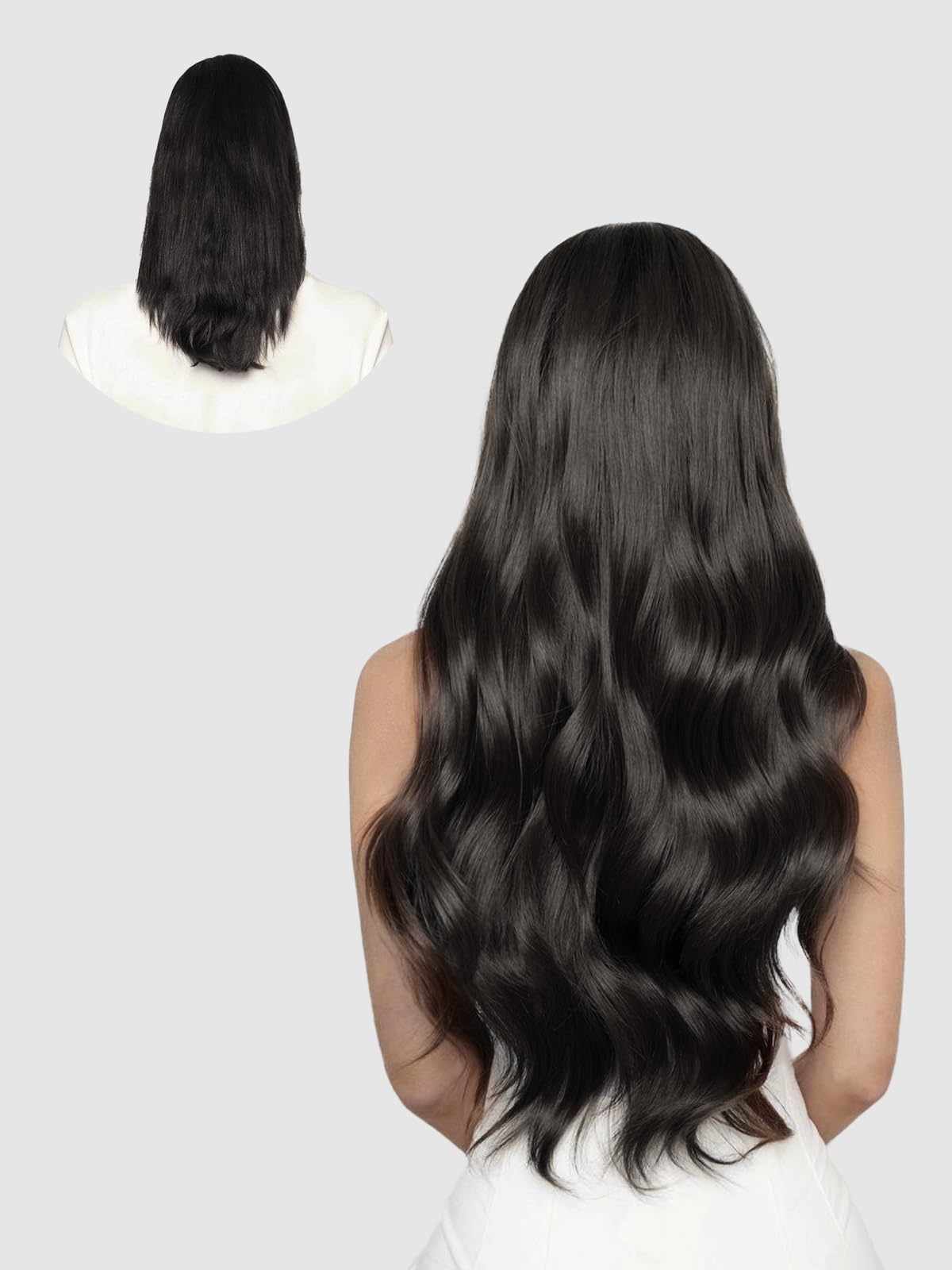 LOVELINE Clip in Hair Extensions Real Human Hair, 100% Remy Human Hair Extensions Clip Ins for Women, 7Pcs 12Inch 85g, Natural Black