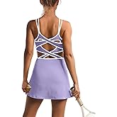 ReachMe Womens Tennis Dress Athletic Dresses with Built in Shorts and Bra Summer Workout Romper Trendy Golf Outfits