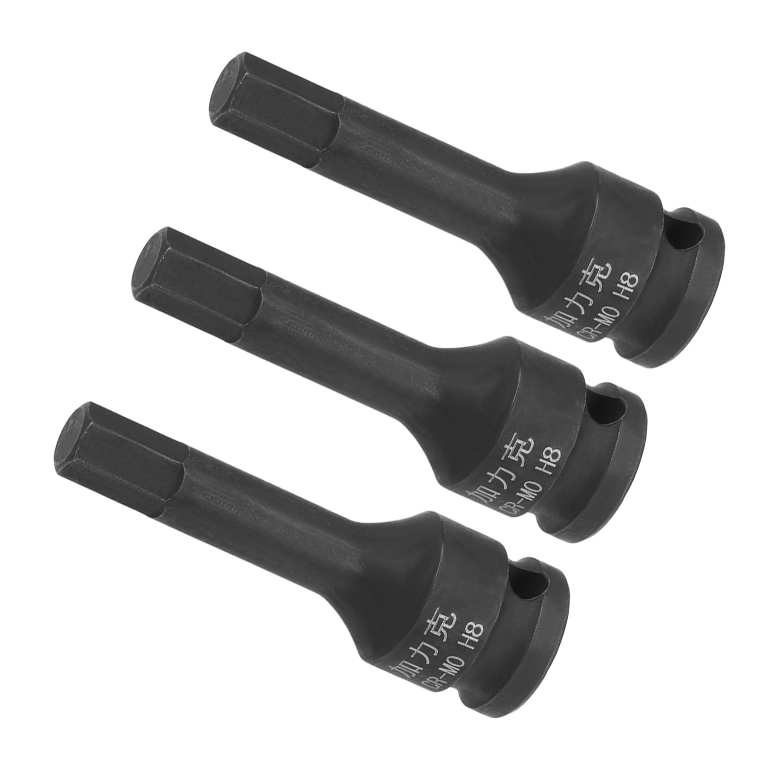 CoCud Impact Hex Bit Socket, H8 Bit 3/8" Drive, Metric Lengthen Screwdriver Socket Adapter - (Applications: for Torque Wrench), 3-Pieces