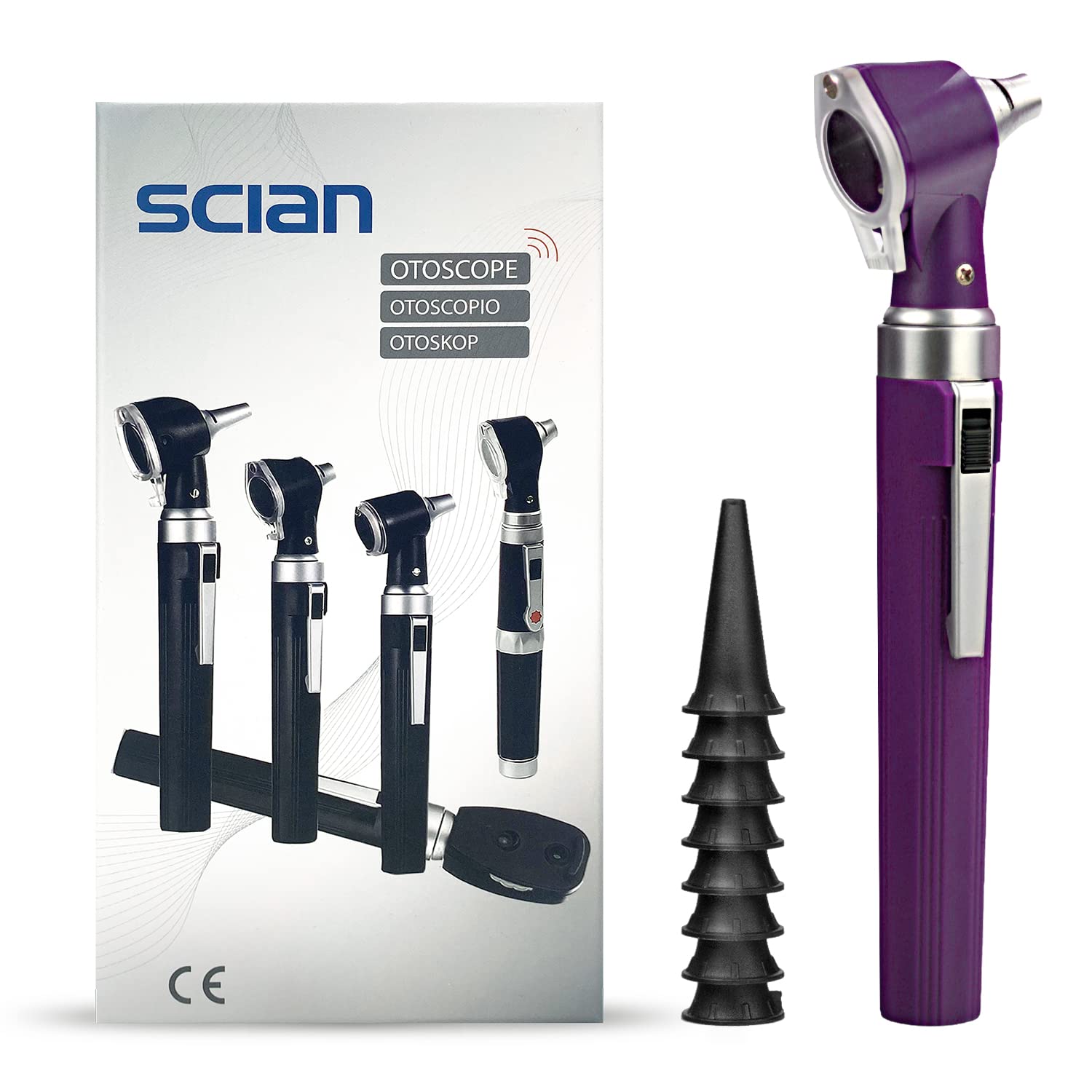Scian Otoscope Ear Scope with Light, Pocket Ear Diagnostic Kit with 3X Magnify Lens & 8 Speculum Tips for Kids,Elders,Dogs,Home Use (Purple)