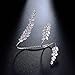 dnswez Unique Cubic Zirconia CZ Cluster Multiple 2 Finger Rings Palm Cuff Hand Jewelry for Women Adjustable Size (Silver)