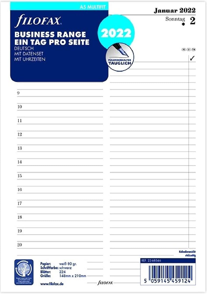 FILOFAX A5 Multi 1 Day per Page (German) 2022, 22-68546