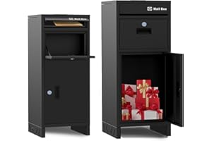 AZARSD Package Delivery Boxes for Outside, 15.7" L*15.7" W*37.8" H No Installation Required Parcel Drop Boxes with Lock, Anti-Theft,Rustproof and Waterproof Package Delivery Box for Outdoor Porch(Black)