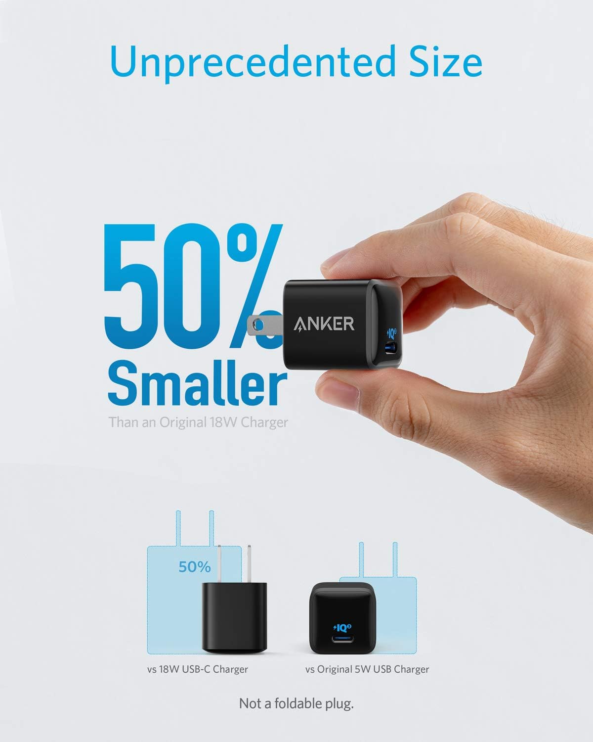 Anker Nano USB C Charger, 18W PIQ 3.0 Durable Compact Fast Charger, PowerPort III USB-C Power Adapter for iPhone 11/11 Pro/11 Pro Max/XR/XS/X, Galaxy S10, Pixel 4/3, iPad Pro, Nintendo Switch and More