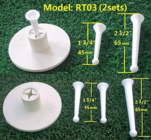 A99 Golf 1set RT02-1 Rubber Tee Holder with 2pcs Tees 2 1/2″ & 1 3/4″ Indoor Outdoor Simulator Home use