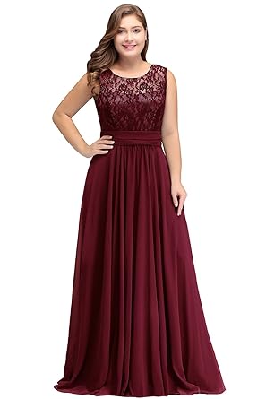 Misshow Abendkleider Elegant Spitzenkleid Chiffon Lang Abendkleid Elegant Ball Abschlussballkleid