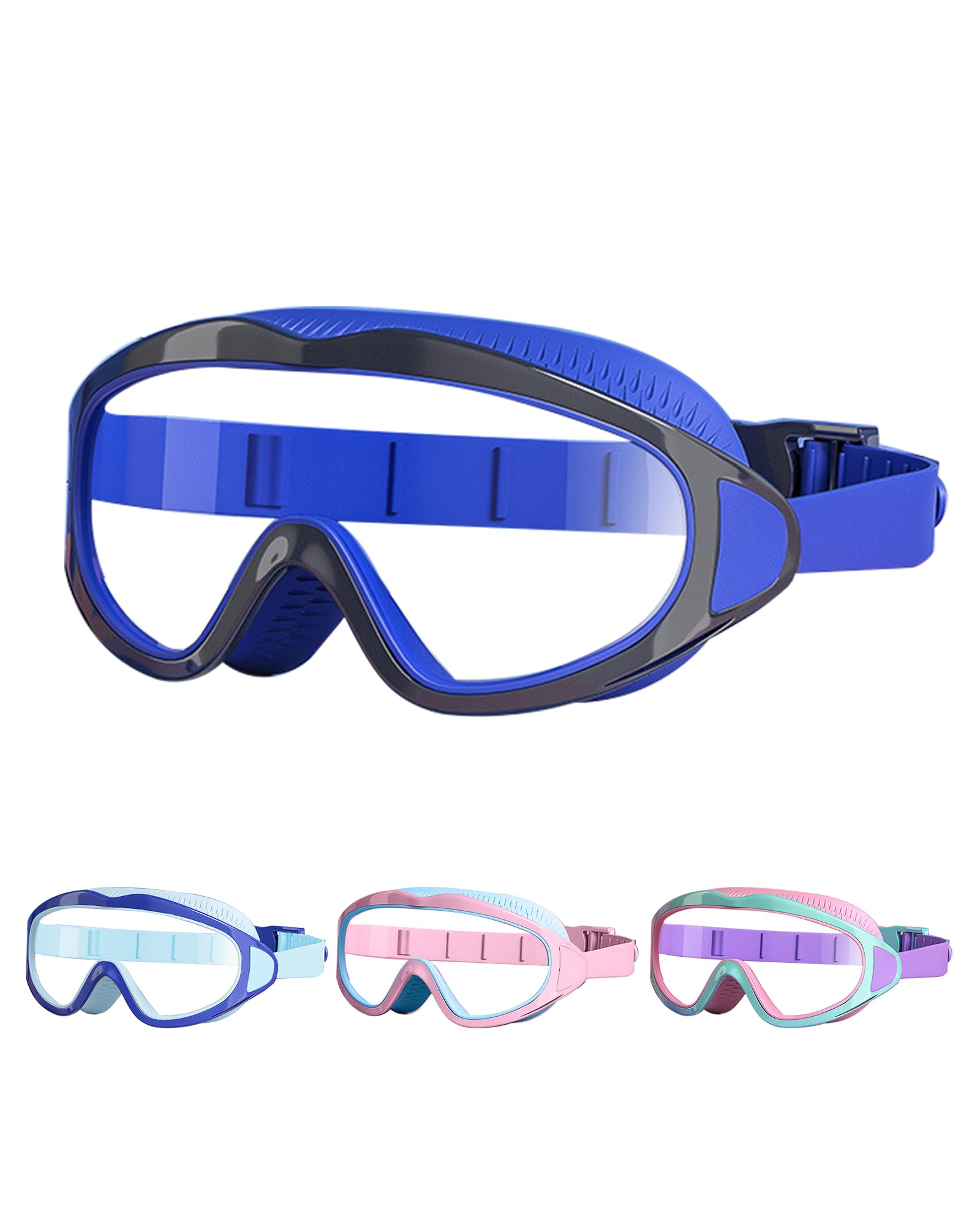 BeLikeFish Kids Swimming Goggles - Swimming Goggles Kids Boys Girls Children 4-12 Years Anti Fog Large Lens