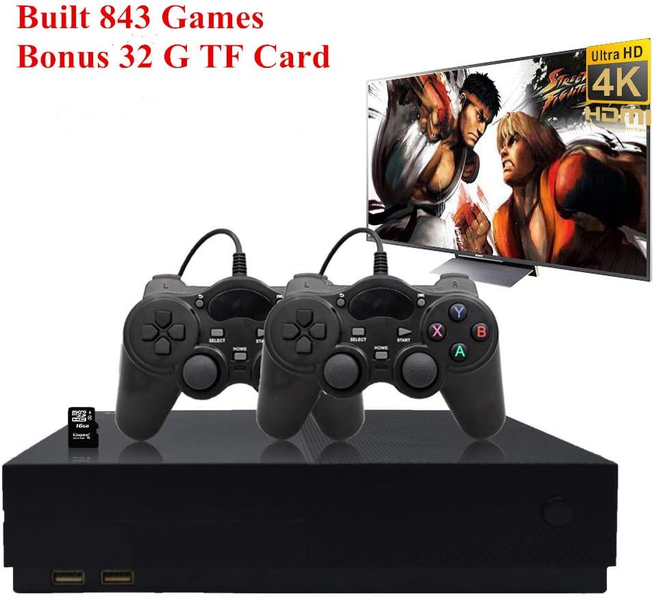 Retro Game Console, Entertainment System HD Video Game Console 32GB 843 Classic Games 4K HDMI TV Output with 2PCS Joystick, Support /PS1 /GBA /NeoGEO/ FC /SMS/SMS/GG for Game Player By Anbernic(Black)