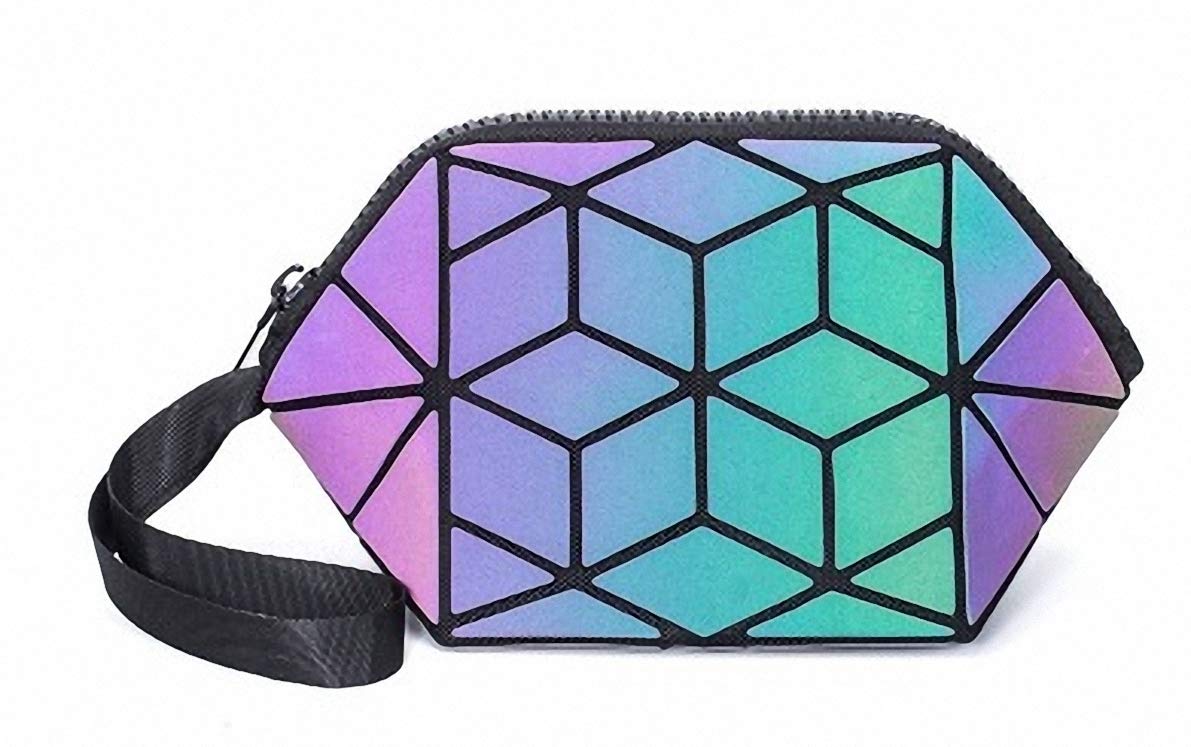 Ulalaza Geometric Luminous Tote Bag Holographich Purses and Handbags Flash Reflactive Crossbody Bag for Women (11803-1)
