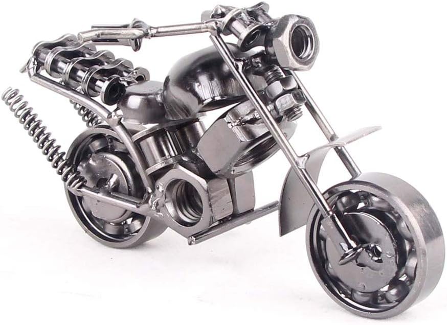 Fancinate 6" Retro Handmade Nuts and Bolts Iron Motorcycle Scale Model Scrap Metal Collectible Art Sculpture Statues Ornament Motorbike Home Decor Vintage Gifts (M35C Metal Grey)