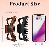 Kitsch 5 Inch Large Claw Clips Thick Hair Matte Black & Tortoise 2 Pack view 2