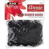 Annie Rubber Bands 14mm, 300 Count Black Elastic Hair Ties for Braids, Ponytails &amp; Styling, Soft Durable No-Snag Bands for All Hair Types, Salon Value Pack