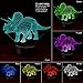 3D Night Light Dinosaur Triceratops 3D Lamp Optical Illusion Nightlights Touch Switch Bedside Lamp 7 Colors Changing LED Lamps Birthday Gifts for Girls Kids Children Boys Adults (N01 Triceratops)