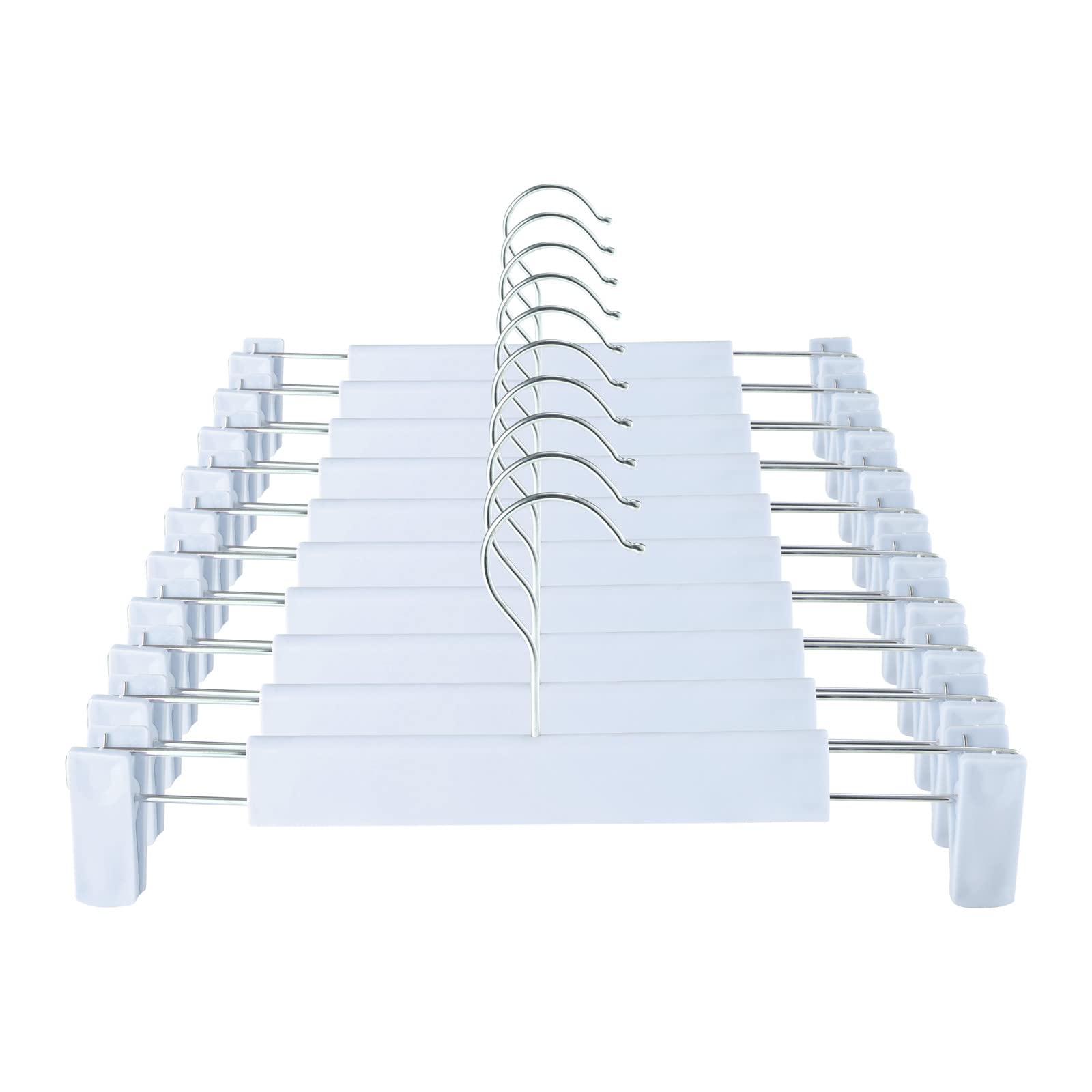 Photo 1 of GUANJUNE Clothes Pants Hangers, Space-Saving Skirt Holders with 360 ° Swivel Hooks, Adjustable Clips, Trouser Hangers, Clothes Coat Garment Jeans Hangers (10 Pack, Blue)