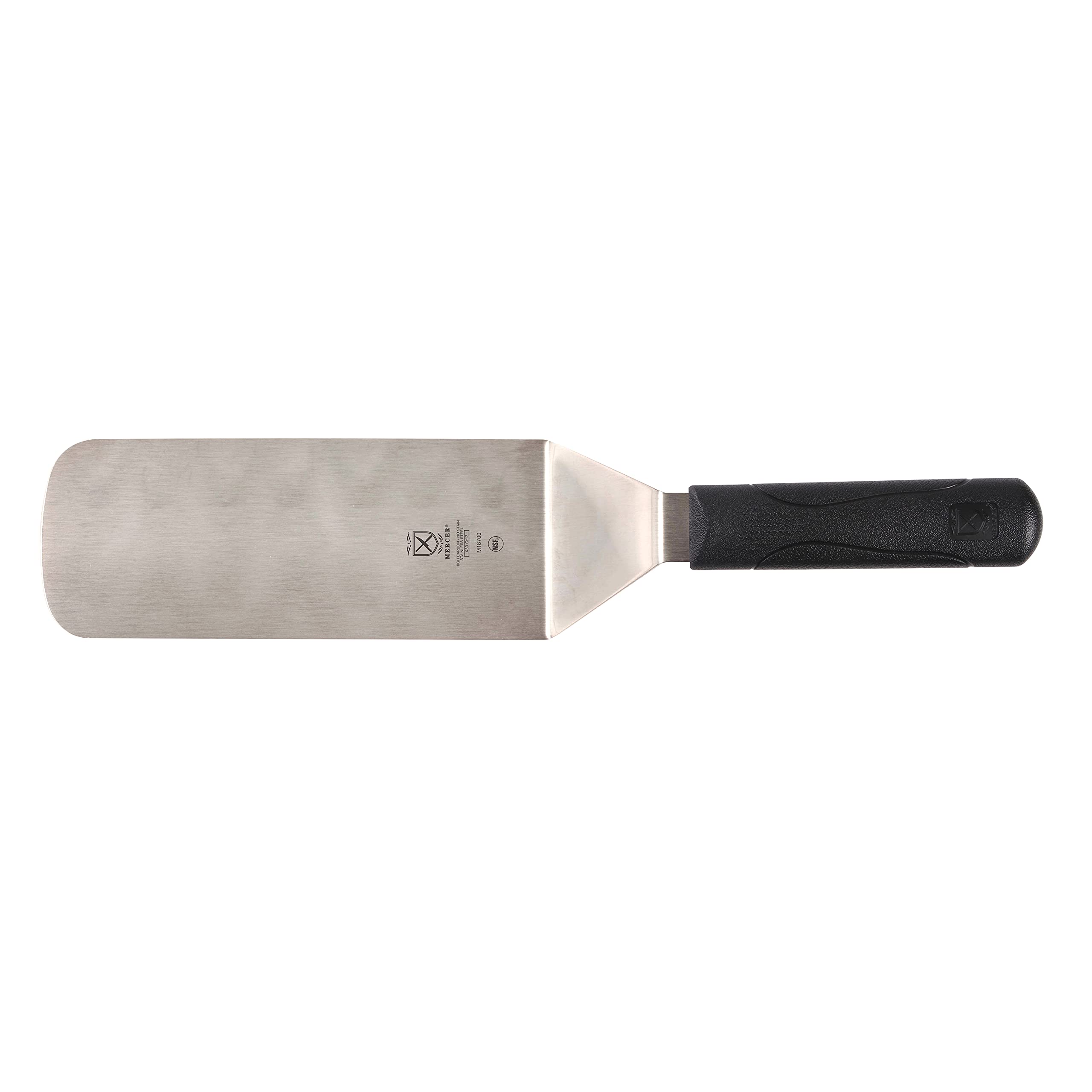 Mercer Culinary M18700 Millennia 8 x 3-Inch Turner, Stainless Steel, Black