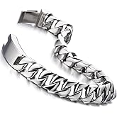 Masculine Men's Stainless Steel Black Curb Chain Bracelet Satin Finishing
