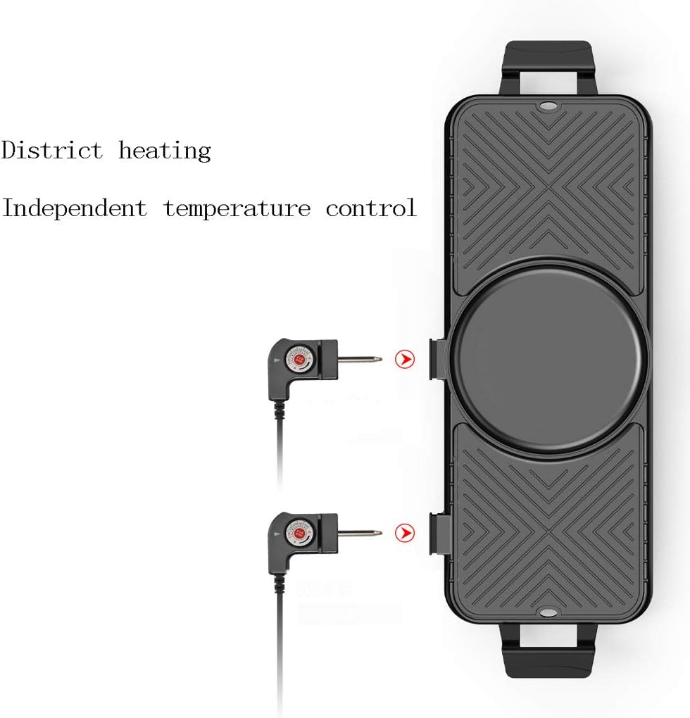 review Portable Electric Grill,6-liter Large Capacity, Independent Temperature Control, Grill Design, Non-stick And Easy To Clean, 8 Seconds Fast Heating, 2100W Electric Barbecue Grill Indoor Hot Pot Chafi