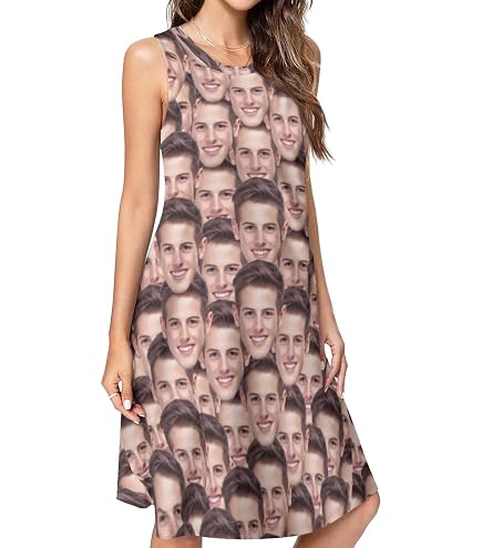Custom Face Dress for Women Personalized Photo Dresses Sexy V-Neck Suspenders Skirts Girlfriend Wife Gifts for Birthday Anniversary Beach Travel from Boyfriend Husband : Clothing, Shoes & Jewelry