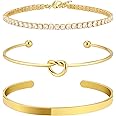 Zalcon Gold Bangle Cuff Knot Bracelet for Women Stack Non Tarnish 14k Gold Plated Dainty Cubic Zirconia Tennis Bracelets Jewelry Set for Women Trendy