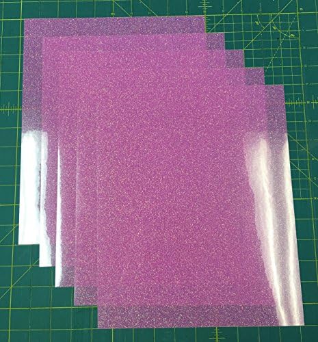 Five (5) 10"x12" Sheets of Siser Glitter Iron-on Heat Transfer Vinyl Sheets (Translucent Light Pink)