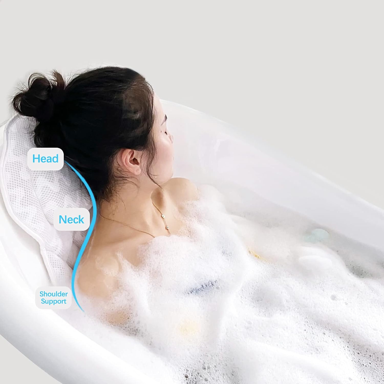 Bath Pillow, Kmeivol Bath Pillows for Tub, Luxury Bathtub Pillow for Neck, Head, Back and Shoulder Support, Breathable Soft and Comfortable Tub Pillow, Bath Pillows with Six Strong Suction Cups : Beauty