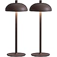 NEWSEE Cordless LED 12" Small Table Lamps Set of 2, Modern Portable Desk Lamp, 3 Color Dimming Rechargeable Battery Lights, for Bedroom, Outdoor, Restaurant, Bedside, Baby Night Light, Gifts (Brown)