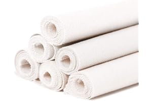 BERYA 6 Pcs Linen Needlework Fabric, Square Embroidery Fabric 9 Colors Stitch Cloth for Garment Crafts and Decoration Embroidery Project