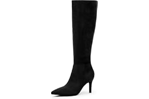 Easyfox Knee High Boots Women Pointed Toe Tall Boots 3 In Stiletto High Heel Long Boots Side Zipper Dress Knee High Boots