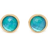 Lola Rose Nocturne Bright Blue Mother of Pearl Round Stud Earrings
