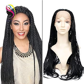 Amazon Com Feibin Braided Lace Front Wig For Black Women