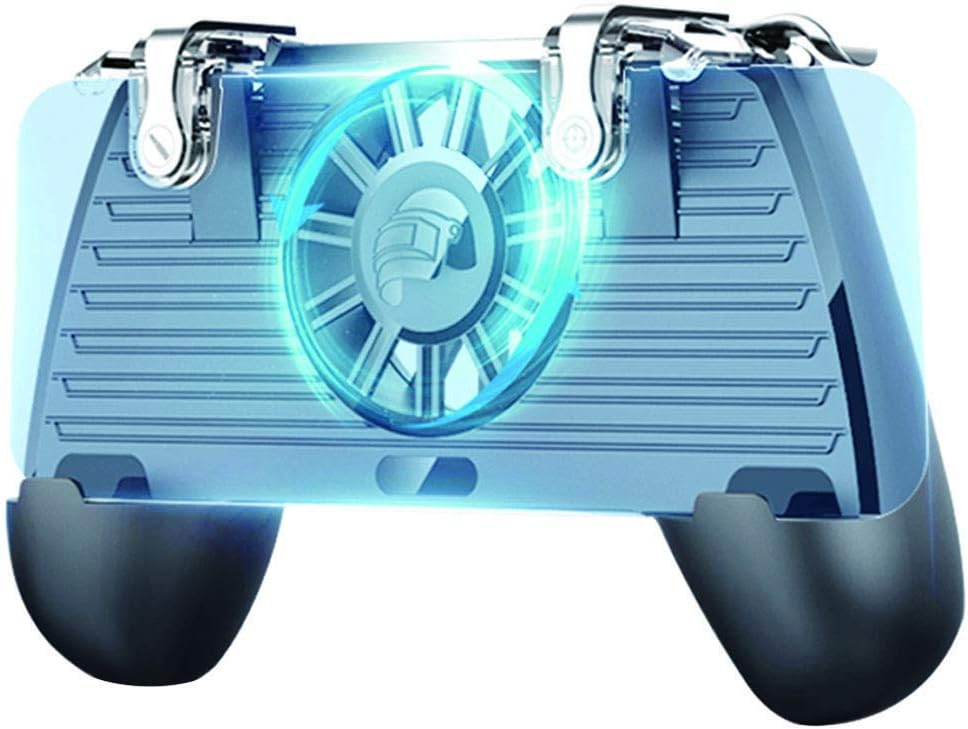 Mobile Game Controller for iPhone Compatible with Fortnite PUBG Mobile - OMKUY Phone Game Controller with Metal Sensitive Triggers Cooling Fan Portable Charger fit 4.5~7" Samsung iPhone LG Smartphone