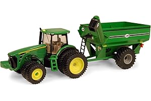 ERTL Big Farm John Deere Tractor Toy with J&M Grain Cart - 1:64 Scale - Farm and Construction Toys - Authentic Die-Cast John Deere Tractor Toys - 8 Years and Up