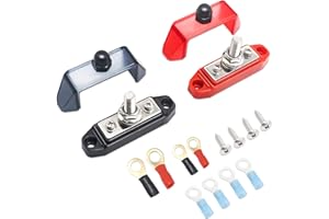 Recoil Pair 3 Connections Busbar 1 x 5/16” (M8) Stud 2 x #8 Screw Terminals Power Distribution Block with Ring Terminals Bus 