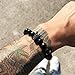 SEVENSTONE 8mm Crown King Charm Bracelet for Men Women Black Matte Onyx Stone Beads